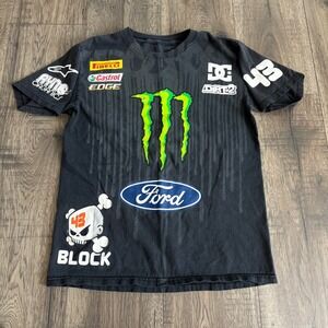 Ken Block Monster Energy Racing T-Shirt Mens Small Black Ford DC 43 Logo